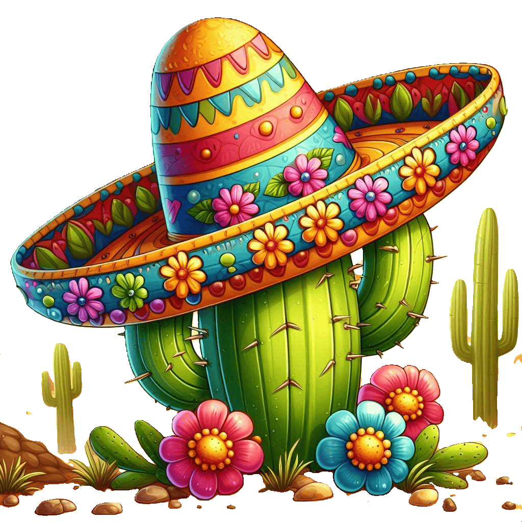 Sombrero with cactus and flowers